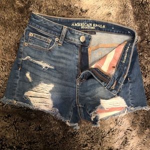 AEO Next Level Stretch Hi Rise Shortie Jean Shorts